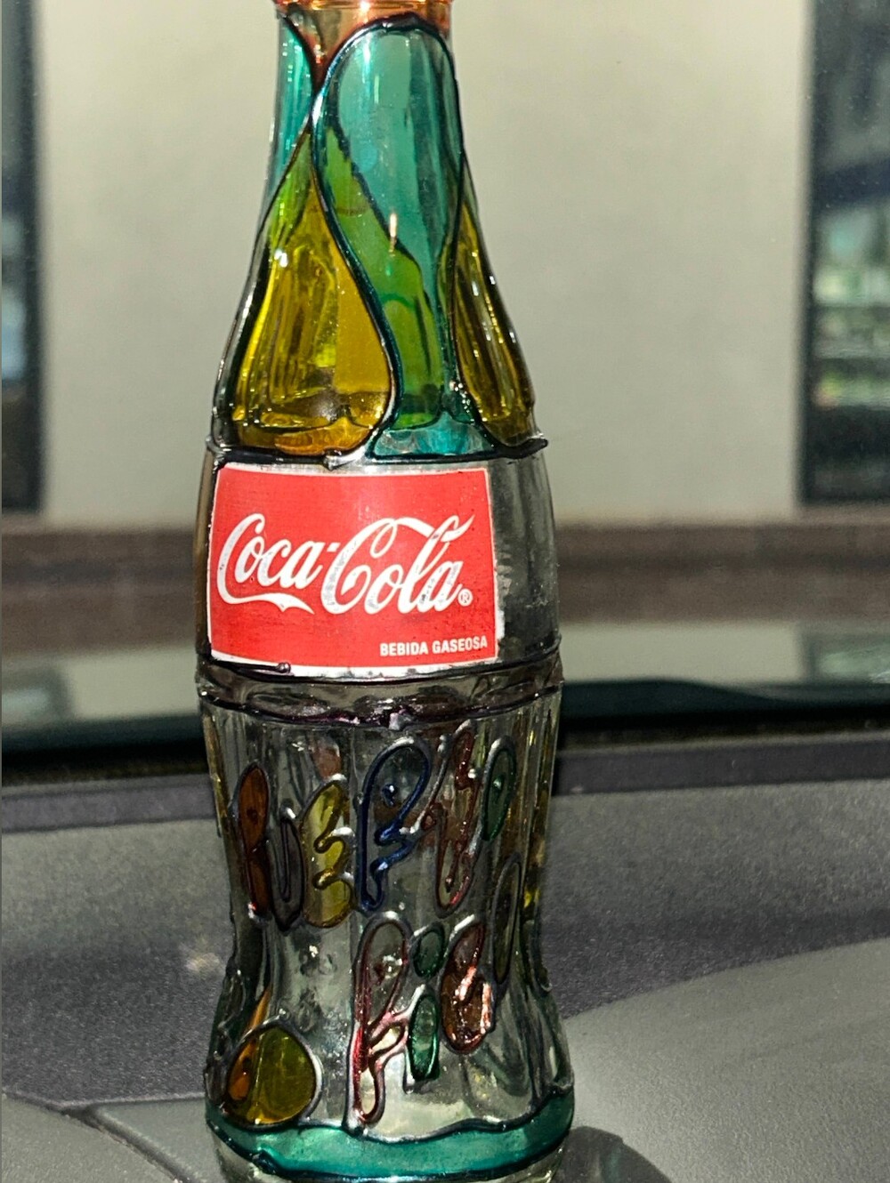 Coca Cola Decorative Stained Glass Bottle - Puerto RICO